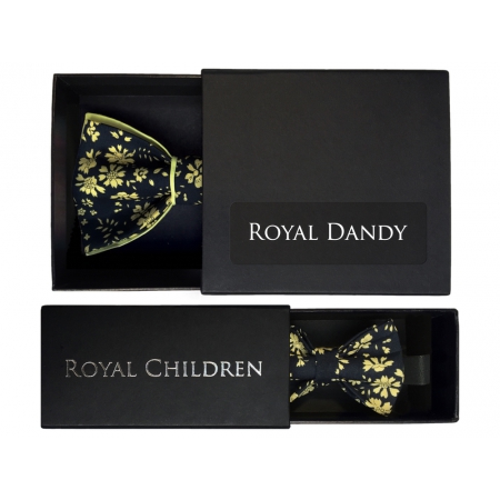 Adult and child black and yellow "Liberty" pattern bow tie