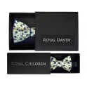 Adult and child white and blue "Liberty" pattern bow tie