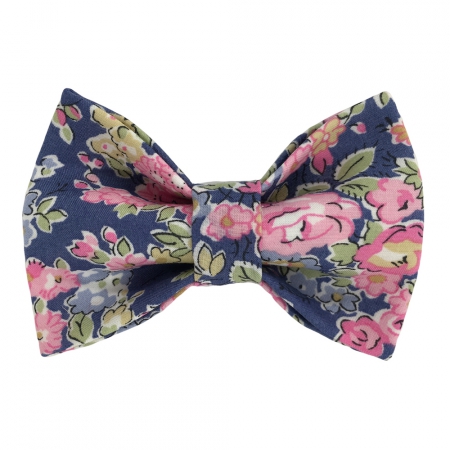 Child pink and blue "Liberty" pattern bow tie, cotton