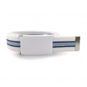 Ceinture blanche boucle blanche rayures bleu ciel et bleu marine